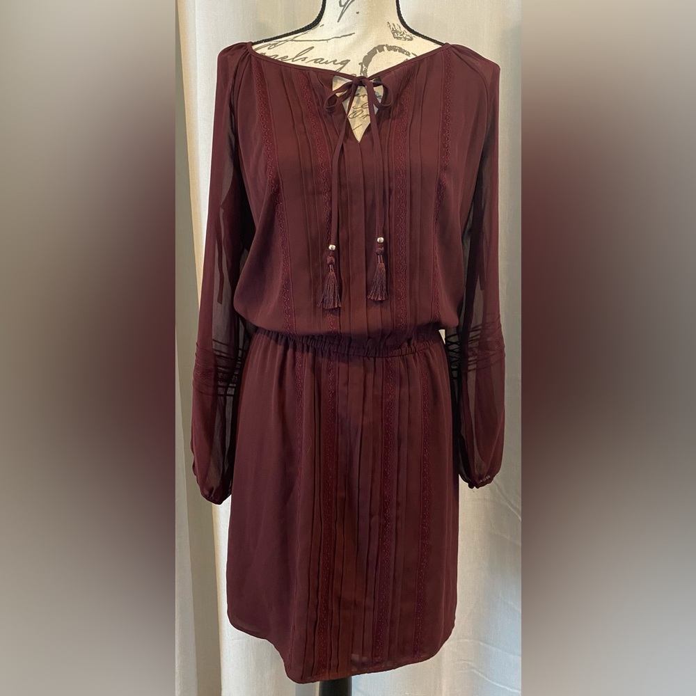 White House Black Market Red Long Sleeve Dress